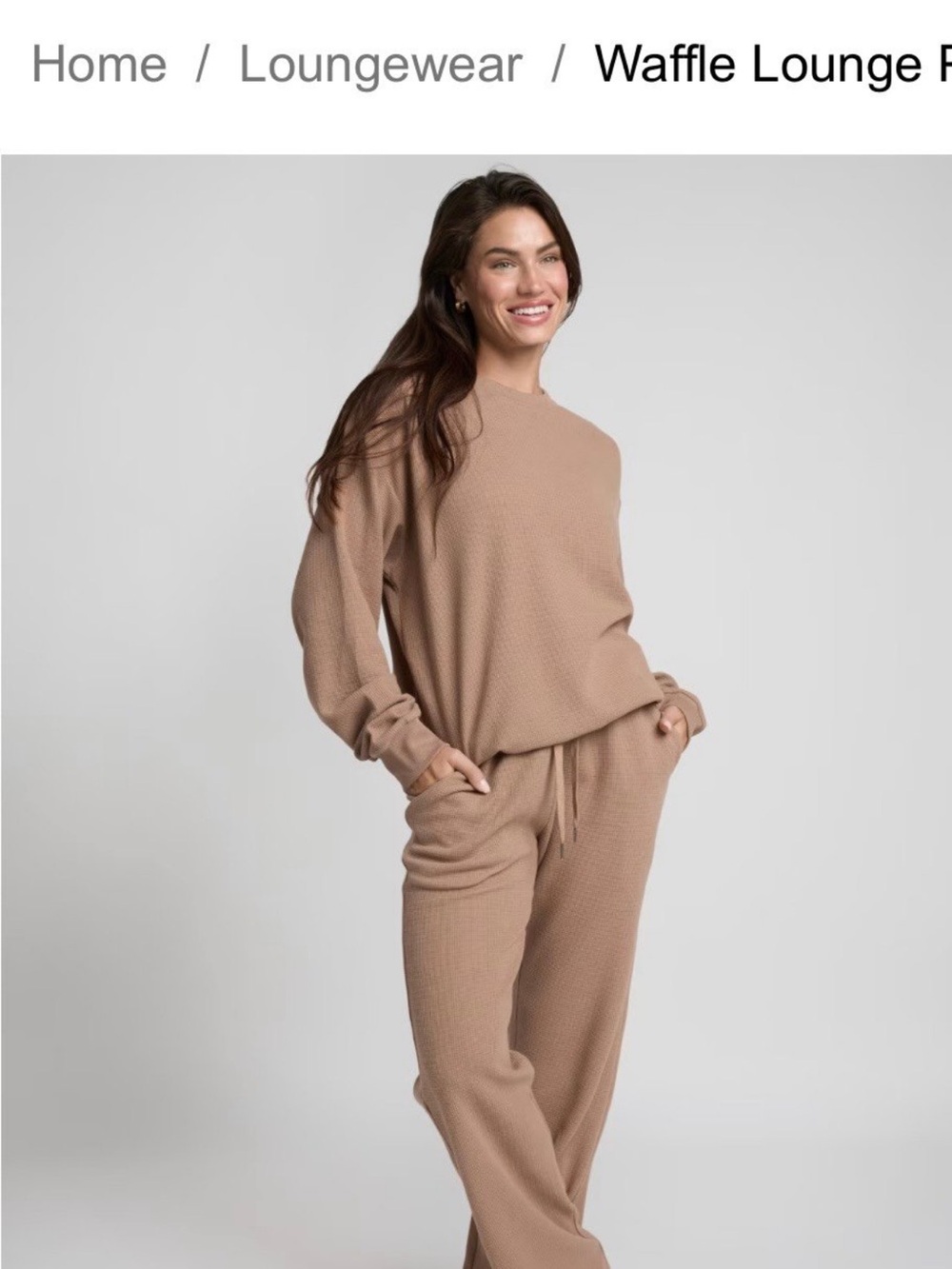 Comfrt Cozy Waffle Knit Lounge Set - Taupe